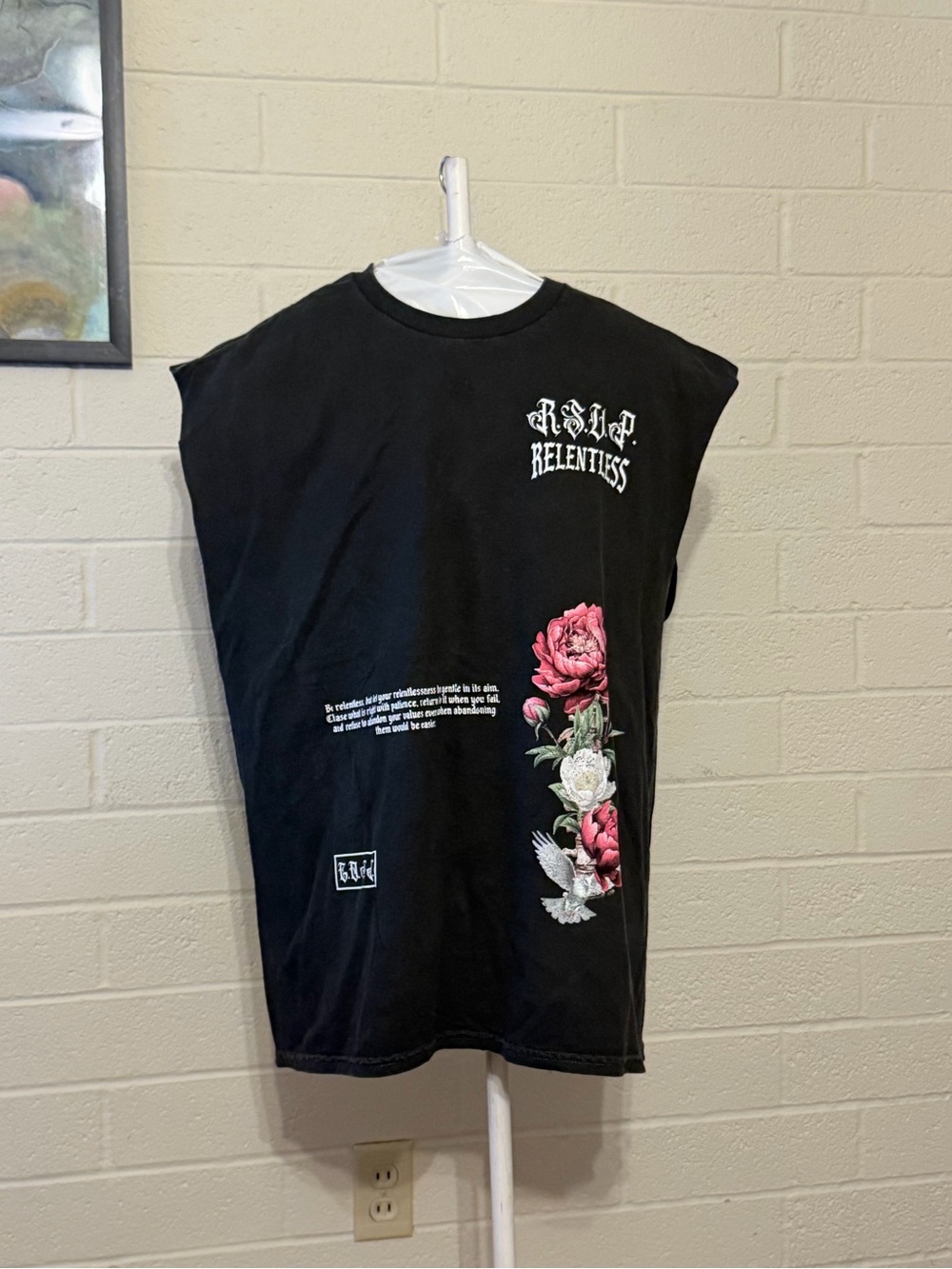 Fashion Nova Black Sleeveless Relentless Floral Muscle Tee